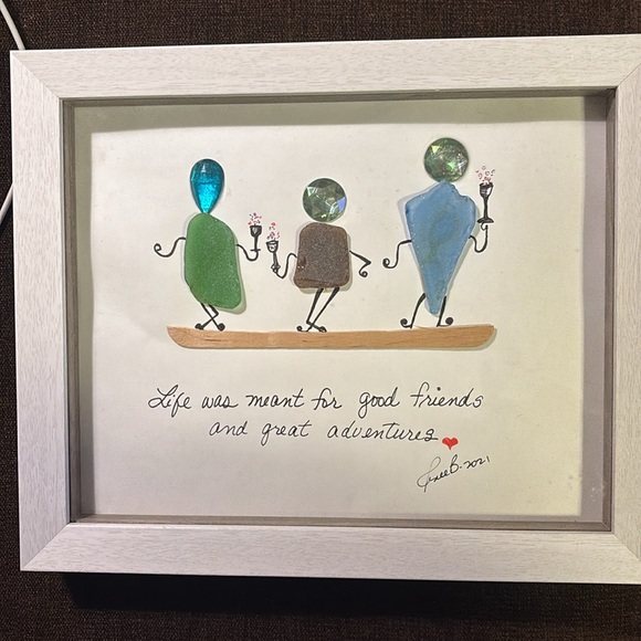 Sea glass picture/ art of FAMILY/FRIENDS